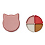 LIEWOOD ASSIETTE & 4 COMPARTIMENTS SILICONE "ARNE" CAT DUSTY RASPBERRY MULTI MIX