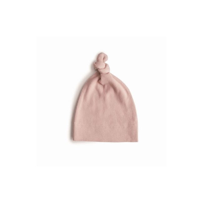 MUSHIE BONNET DE NAISSANCE NOUÉ "BEANIE" ROSE BLUSH