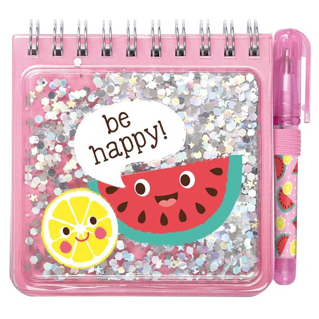 BLOC NOTES PAILLETTES & STYLO "BE HAPPY"