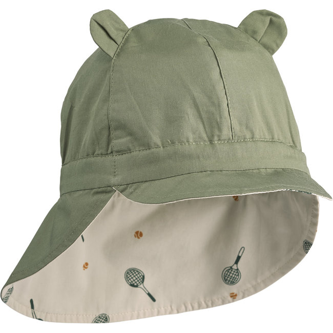 LIEWOOD CHAPEAU DE SOLEIL RÉVERSIBLE COTON BIO "GORM" TENNIS SANDY GREEN