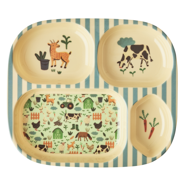 ASSIETTE ENFANT MÉLAMINE RICE - BLUE JUNGLE ANIMAL - MOM POP