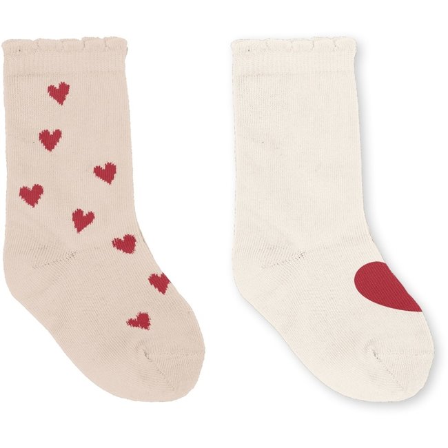 KONGES SLOJD 2 X PAIRES DE CHAUSSETTES COTELÉES - MON AMOUR / RED HEART