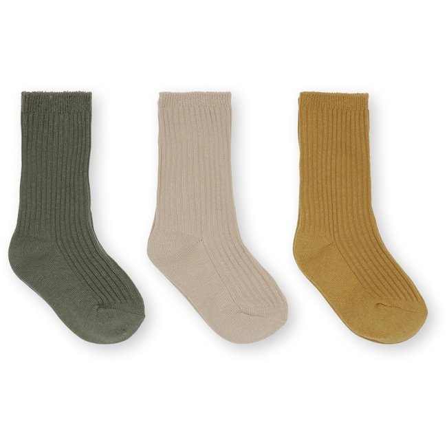 KONGES SLOJD 3 X PAIRES DE CHAUSSETTES COTELÉES - MILK / HONEY / BASIL