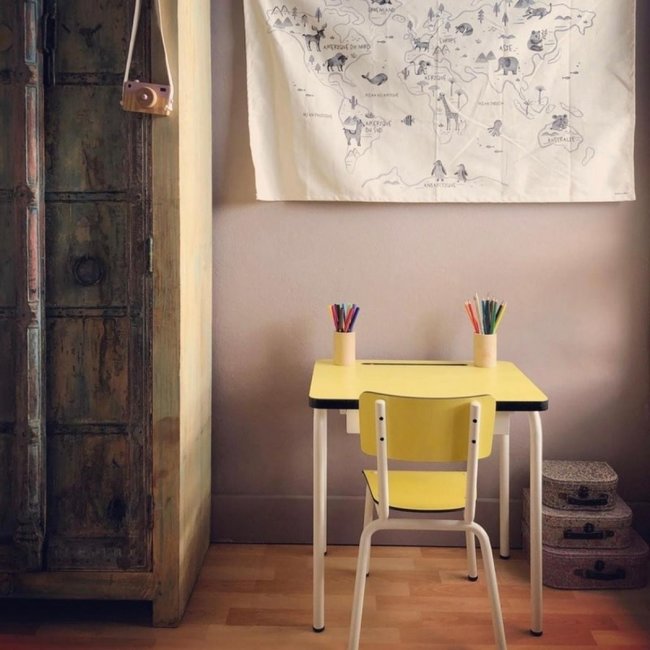 LES GAMBETTES BUREAU ENFANT REGINE JAUNE CITRON