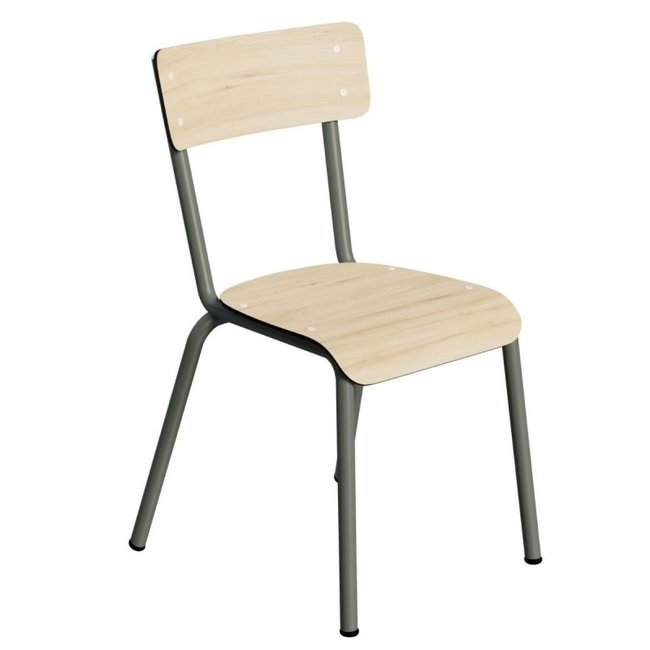 CHAISE ENFANT 6-12ANS COLETTE UNI BOIS CLAIR - PIEDS KAKI