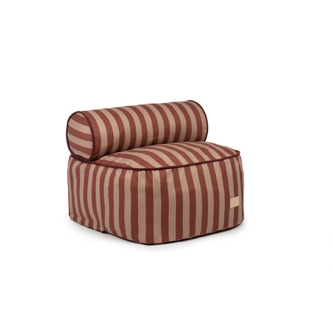 POUF FAUTEUIL "MAJESTIC" MARSALA TAUPE STRIPES - MOM POP