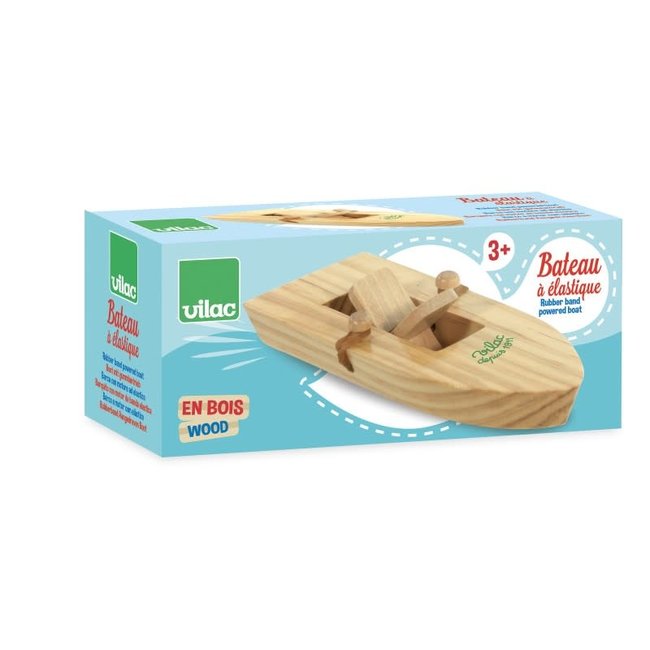 VILAC JEU DE BAIN - BATEAU ÉLASTIQUE EN BOIS
