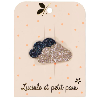 LUCIOLE ET PETIT POIS BARRETTE GLITTER "NUAGES"