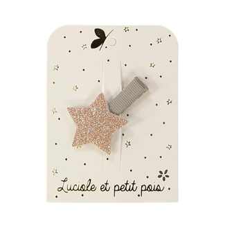 LUCIOLE ET PETIT POIS BARRETTE GLITTER "MINI ÉTOILE" ROSE