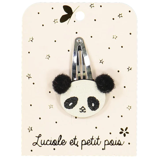 LUCIOLE ET PETIT POIS BARRETTE GLITTER & POMPON "PANDA"