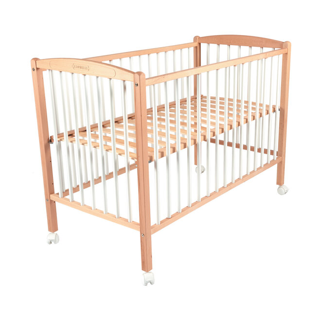 COMBELLE LIT À BARREAUX "ARTHUR" HÊTRE DU CANTAL BICOLORE NATUREL/BLANC