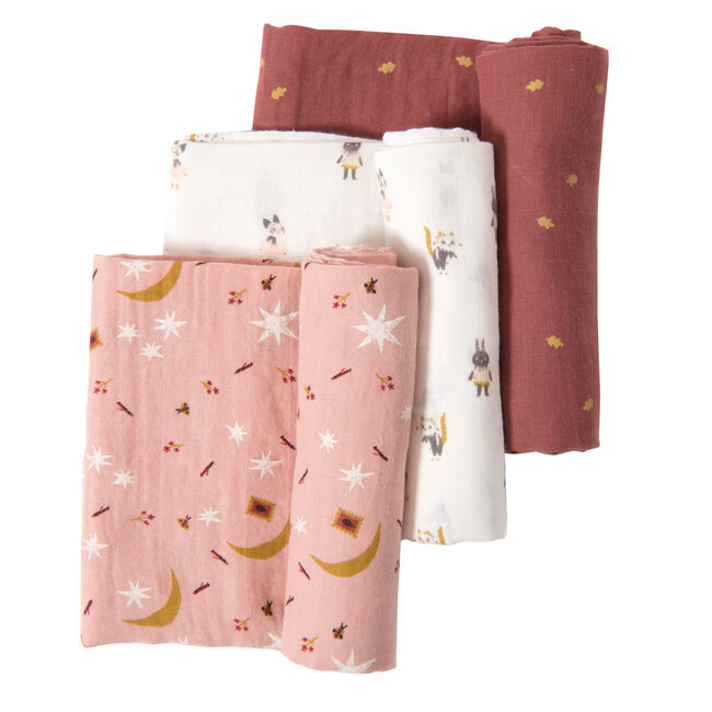 MOULIN ROTY SET DE 3 LANGES IMPRIMÉS - APRÈS LA PLUIE