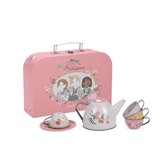 MOULIN ROTY VALISE DINETTE À THÉ EN MÉTAL 14PC - LES  PARISIENNES