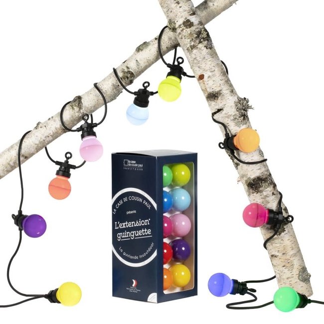 COFFRET GUIRLANDE LUMINEUSE EXTÉRIEURE LA GUINGUETTE - BAHIA CÂBLE NOIR -  EXTENSION - MOM POP