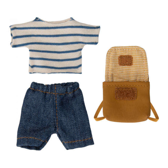 MAILEG GRAND FRÈRE SOURIS 13CM - SAC À DOS OCHRE - COLLECTION TRICYCLE