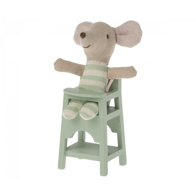 MAILEG CHAISE HAUTE BOIS VERT MENTHE 7CM - POUR BÉBÉ SOURIS