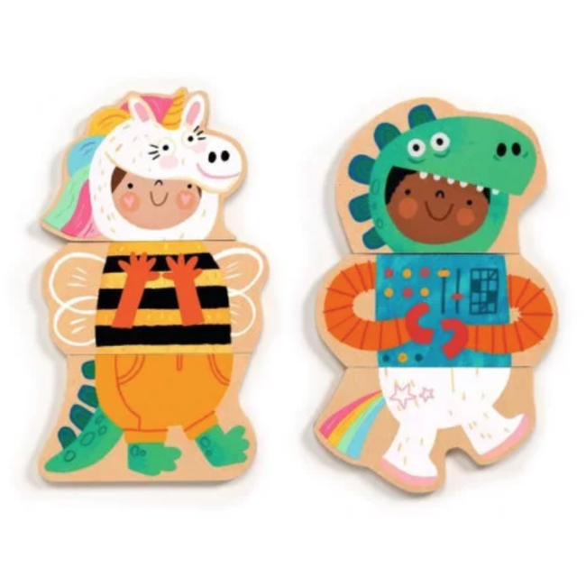 DJECO PUZZLE MAGNÉTIQUE BOIS "FANCY UP" 10 COSTUMES / 30 PCS +2ANS