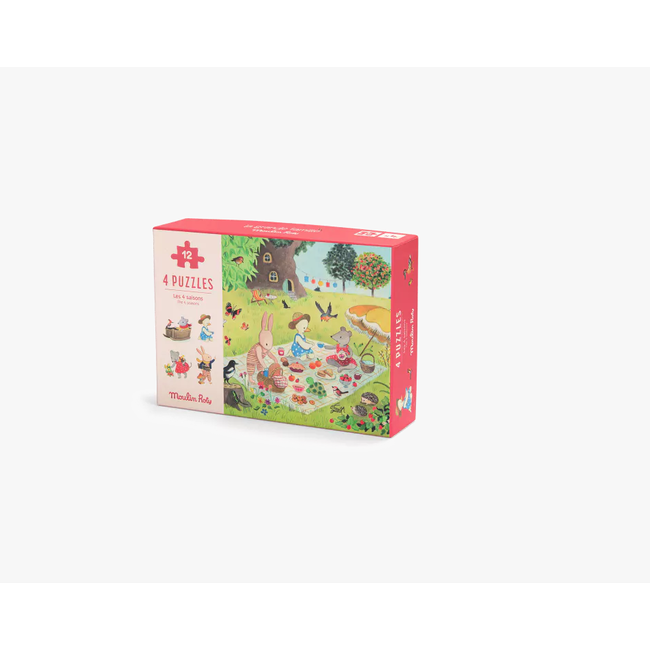 MOULIN ROTY 4 MINI PUZZLES DE SAISON 4X12PCS - LA GRANDE FAMILLE