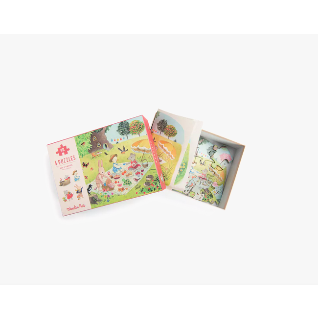 MOULIN ROTY 4 MINI PUZZLES DE SAISON 4X12PCS - LA GRANDE FAMILLE