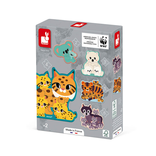 JANOD 5 X PUZZLES ÉVOLUTIFS MADE IN FRANCE - ANIMAUX WWF