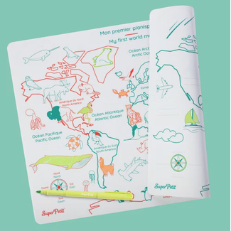 SET DE TABLE À COLORIER ÉDUCATIF - PLANISPHÈRE BILINGUE ANGLAIS