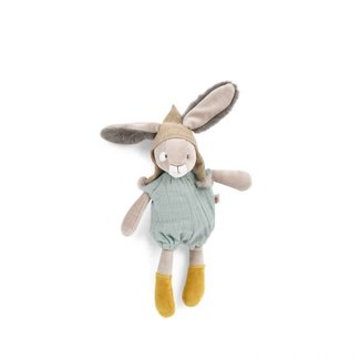 MOULIN ROTY PETITE PELUCHE LAPIN SAUGE 30CM - TROIS PETITS LAPINS