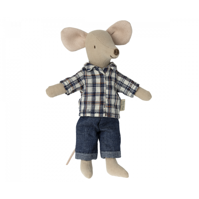 MAILEG PAPA SOURIS 15CM - JEANS & CHEMISE À CARREAUX - COLLECTION TRICYCLE