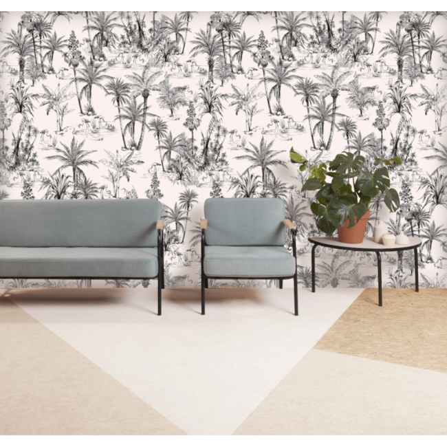 LES GAMBETTES PAPIER PEINT - CÔME - IMPRIMÉ OASIS NUDE ROSE