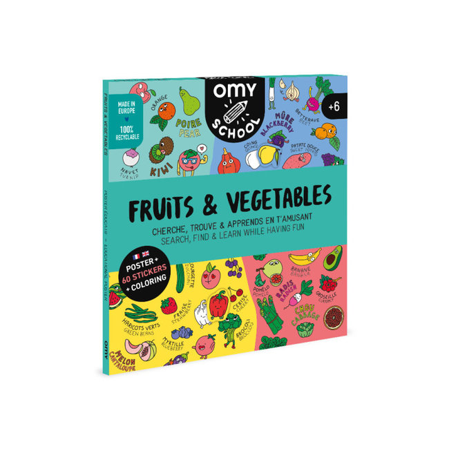 OMY POSTER DIDACTIQUE 60 STICKERS - OMY SCHOOL - FRUITS & LÉGUMES DE SAISON