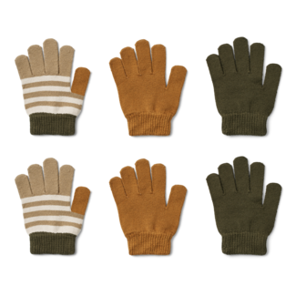 LIEWOOD 3 X PAIRES DE GANTS "GAMMA" GOLDEN CARAMEL MULTI MIX