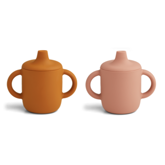 LIEWOOD 2 X TASSES SILICONE AVEC BEC "NEIL" DARK ROSE MUSTARD MIX