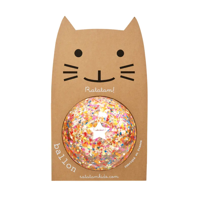 RATATAM BALLON CHAT CONFETTIS MULTICOLORES GRAND (DIAM 22CM)