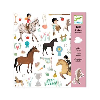 DJECO STICKERS - PLANCHE DE 160 AUTOCOLLANTS CHEVAUX 4-7ANS