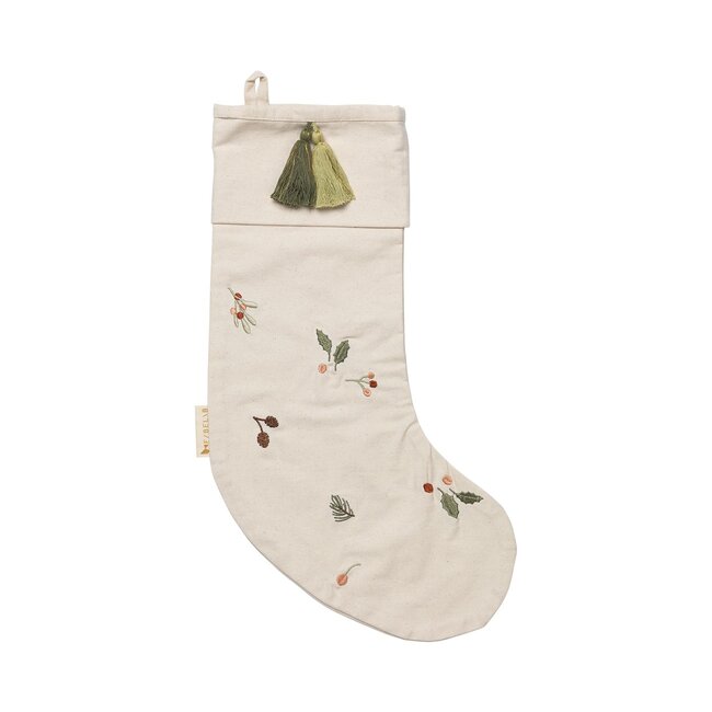 FABELAB CHAUSSETTE DE NOEL BRODEE - NATUREL