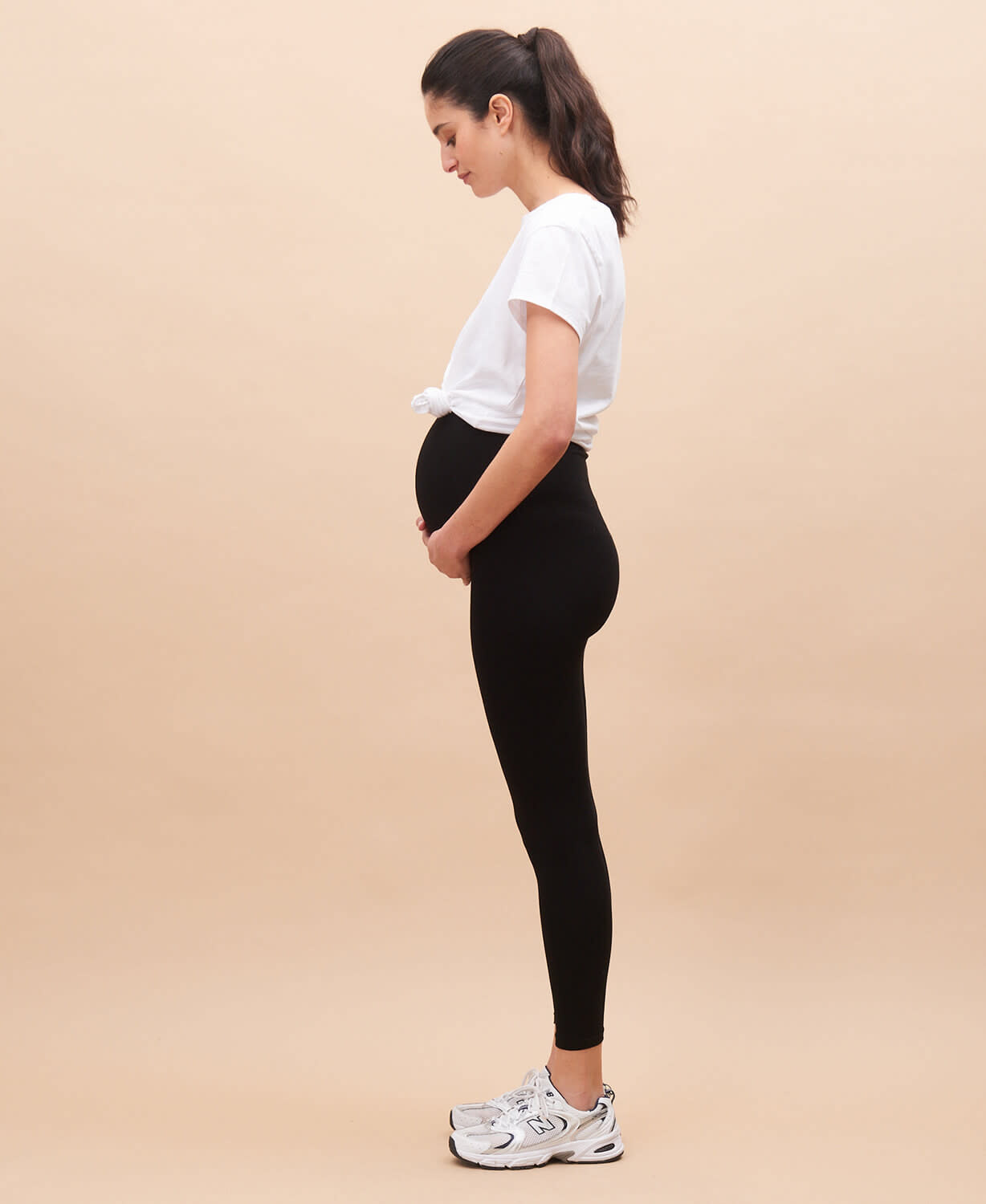 Legging court de grossesse en maille stretch - noir