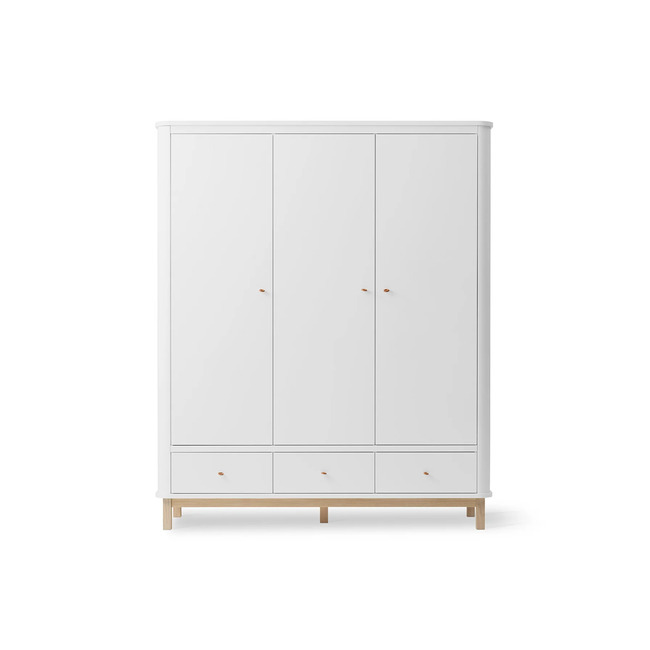 OLIVER FURNITURE ARMOIRE 3 PORTES WOOD BLANC/CHÊNE