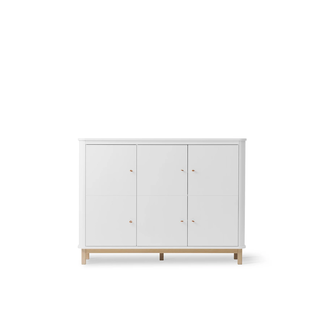 OLIVER FURNITURE ARMOIRE MULTI-RANGEMENT 3 PORTES BLANC/CHÊNE