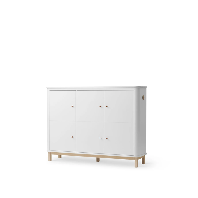 OLIVER FURNITURE ARMOIRE MULTI-RANGEMENT 3 PORTES BLANC/CHÊNE
