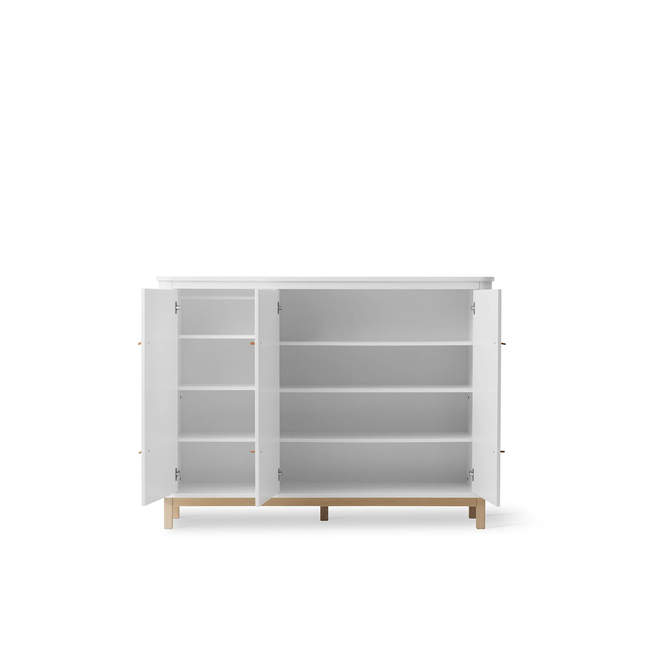 OLIVER FURNITURE ARMOIRE MULTI-RANGEMENT 3 PORTES BLANC/CHÊNE