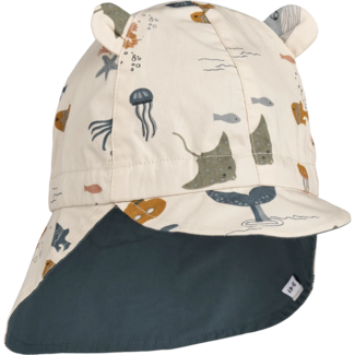 LIEWOOD CHAPEAU DE SOLEIL RÉVERSIBLE COTON BIO "GORM" SEA CREATURE/ SANDY