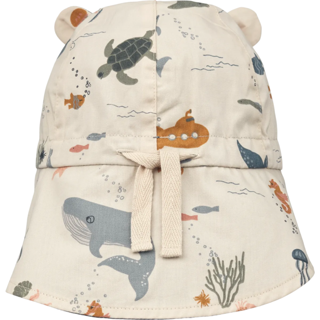 LIEWOOD CHAPEAU DE SOLEIL RÉVERSIBLE COTON BIO "GORM" SEA CREATURE/ SANDY