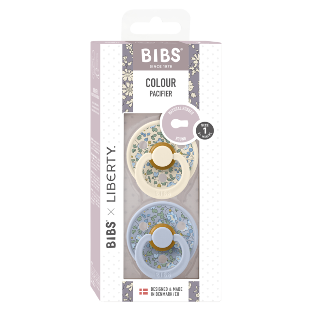 BIBS 2 x TÉTINES BIBS CAOUTCHOUC - LIBERTY ELOISE DUSTY BLUE