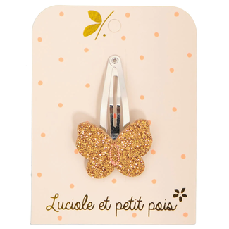 LUCIOLE ET PETIT POIS BARRETTE GLITTER "PAPILLON" BRONZE