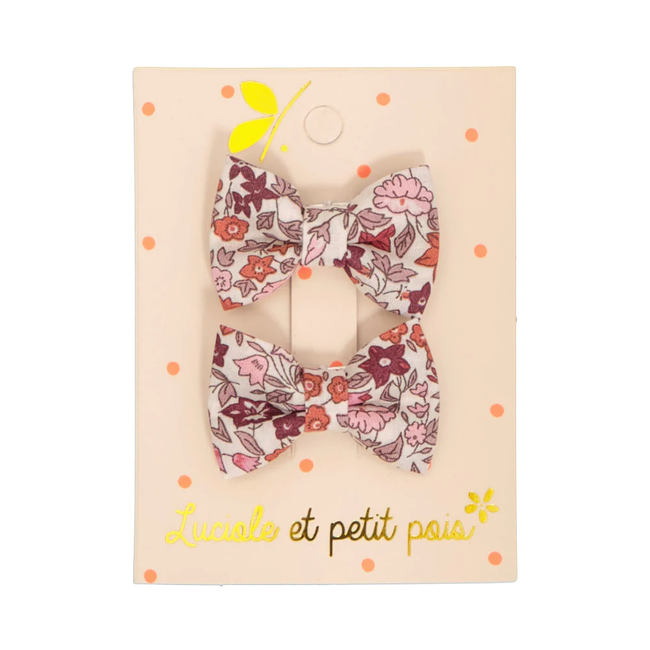 LUCIOLE ET PETIT POIS BARRETTES TISSU "MINI NOEUDS PAPILLON" LIBERTY AVA SPRING