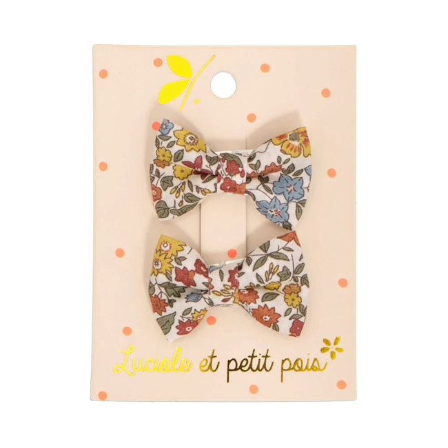 LUCIOLE ET PETIT POIS BARRETTES TISSU "MINI NOEUDS PAPILLON" LIBERTY AVA AUTUMN