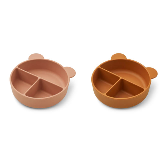 LIEWOOD 2 X ASSIETTES COMPARTIMENTÉES "CONNIE" DARK ROSE / MUSTARD