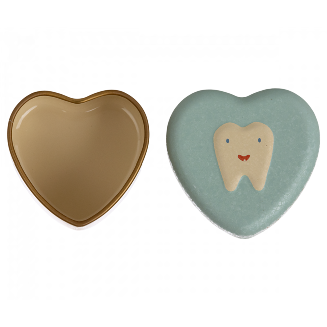 MAILEG BOITE À DENT DE LAIT MÉTAL MAILEG - COEUR BLEU MINT