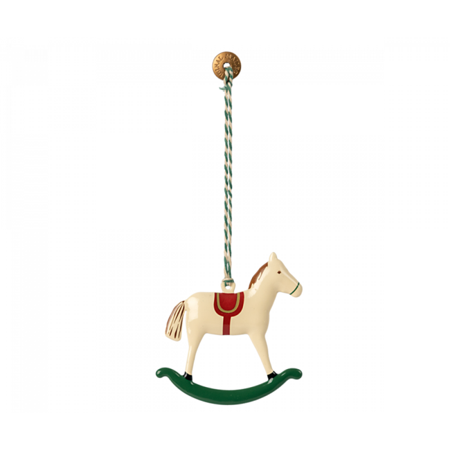 MAILEG SUSPENSION NOËL MÉTAL - CHEVAL À BASCULE VERT