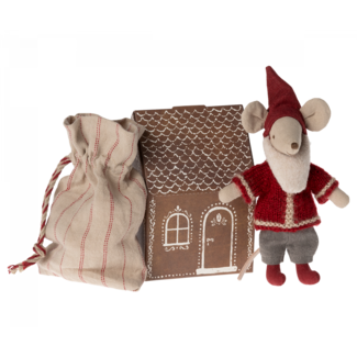 MAILEG PÈRE NOËL SOURIS MAILEG 14CM - DANS SA MAISON PAIN D'ÉPICE