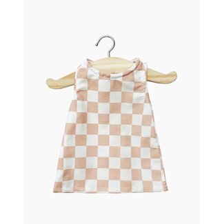 MINIKANE TENUE GORDIS 34CM DELAGE ROBE "ANDRÉE" DAMIER ROSE & BLANC